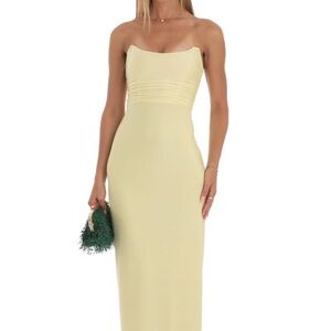 Elegant Yellow Strapless Dress
